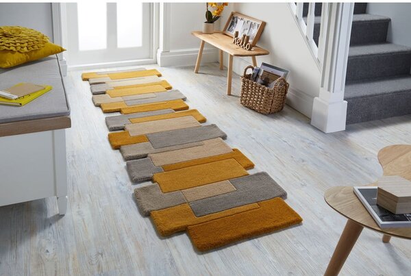 Žuto-bež vuneni tepih Flair Rugs Collage, 60 x 230 cm