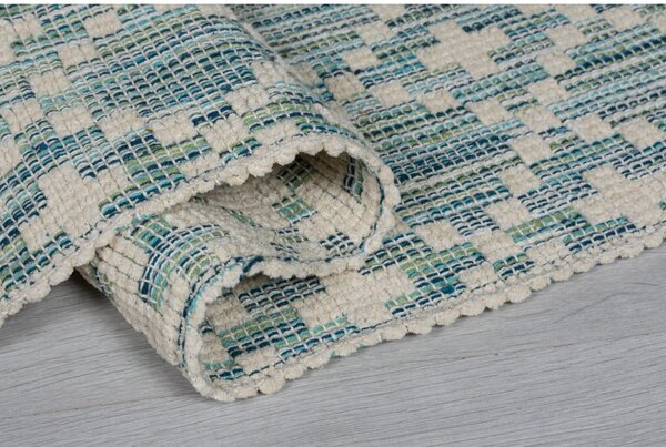Bež-plava pamučna staza Flair Rugs Leela, 60 x 200 cm
