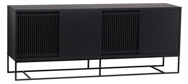Crna niska komoda u dekoru hrasta 188x75 cm Ende - Woodman