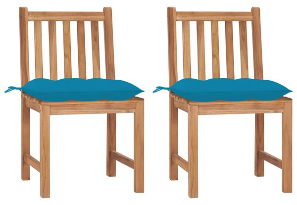 VidaXL Vrtne stolice s jastucima 2 kom od masivne tikovine