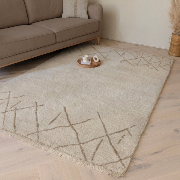 Krem periv/ručno rađen vunen tepih 200x290 cm Azera Crosshatch – Asiatic Carpets