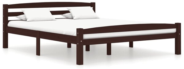 VidaXL Okvir za krevet od masivne borovine tamnosmeđi 160 x 200 cm