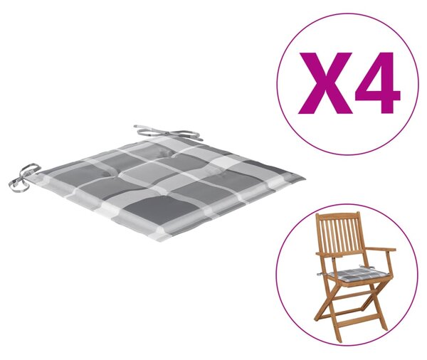 VidaXL Jastuci za vrtne stolice 4 kom sivi karirani 40x40x3 cm tkanina