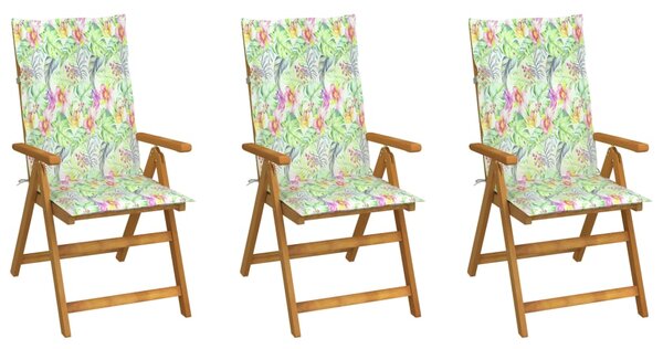 VidaXL Sklopive vrtne stolice s jastucima 3 kom masivno bagremovo drvo