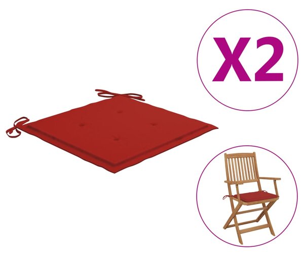 VidaXL Jastuci za vrtne stolice 2 kom crveni 40 x 40 x 3 cm od tkanine