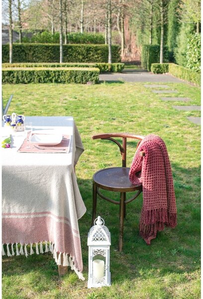 Svjetlo bordo pamučna deka Tiseco Home Studio vafli, 130 x 170 cm