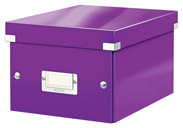 Ljubičasta kartonska kutija za pohranu s poklopcem 22x28x16 cm Click&Store – Leitz