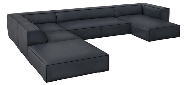 Tamno plava kožna kutna garnitura (s lijevim kutom) Madame – Windsor & Co Sofas