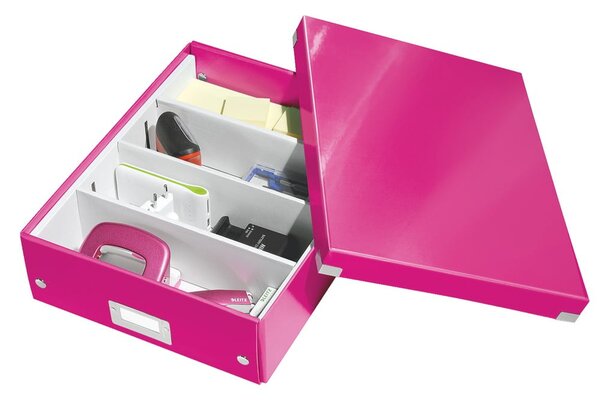 Ružičasta kartonska kutija za pohranu s poklopcem 28x37x10 cm Click&Store – Leitz
