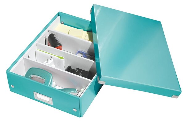 Zelena/tirkizna kartonska kutija za pohranu s poklopcem 28x37x10 cm Click&Store – Leitz