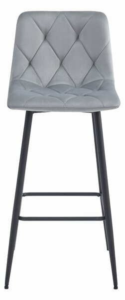 Siva barska stolica NADO VELVET s crnim nogama