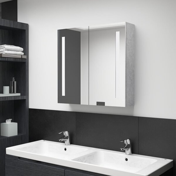 VidaXL LED kupaonski ormarić s ogledalom boja betona 62 x 14 x 60 cm
