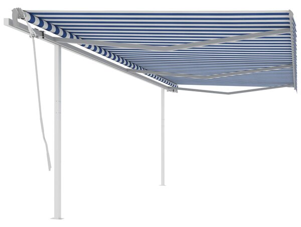 VidaXL Tenda na ručno uvlačenje sa stupovima 6 x 3 m plavo-bijela