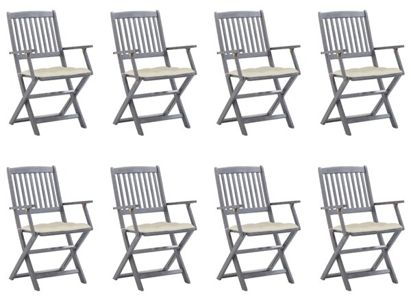 VidaXL Sklopive vrtne stolice s jastucima 8 kom od bagremovog drva