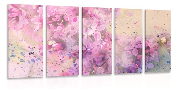 5-dijelna slika ružičasta grančica cvjetova