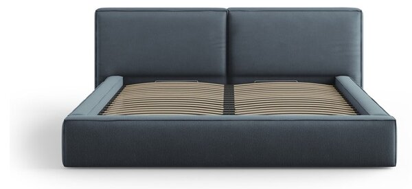 Tamno plavi tapecirani bračni krevet s prostorom za pohranu s podnicom 200x200 cm Arendal – Cosmopolitan Design