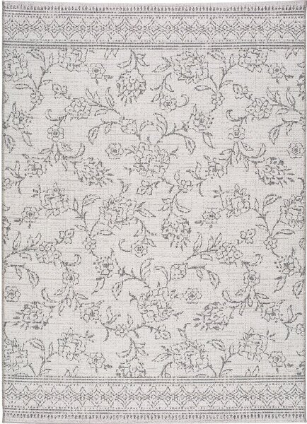 Sivi vanjski tepih Universal tkati cvjetni cvijet, 77 x 150 cm