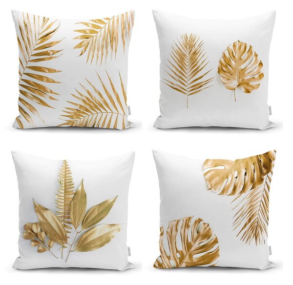 Set s 4 jastučnice Minimalist Cushion Covers Gold Leaves Modern, 45 x 45 cm