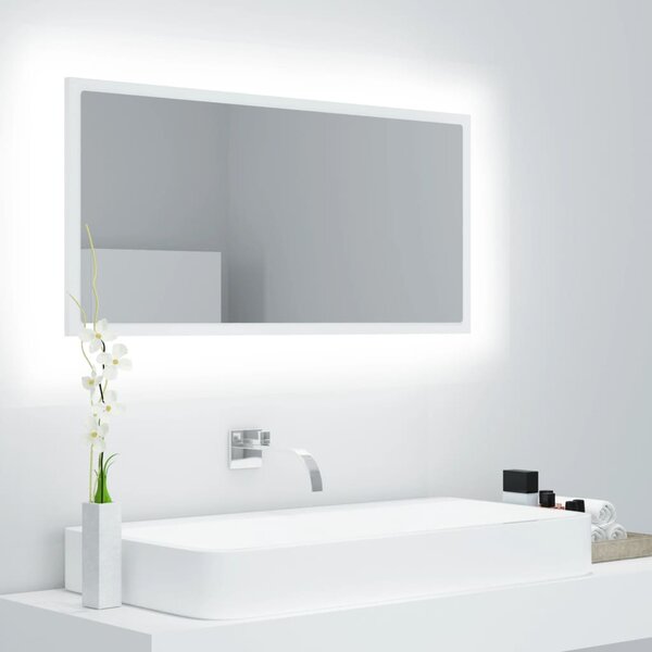 VidaXL LED kupaonsko ogledalo bijelo 90 x 8,5 x 37 cm akrilno