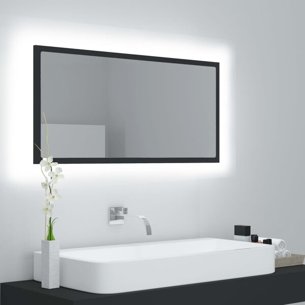 VidaXL LED kupaonsko ogledalo sivo 90x8,5x37 cm akrilno