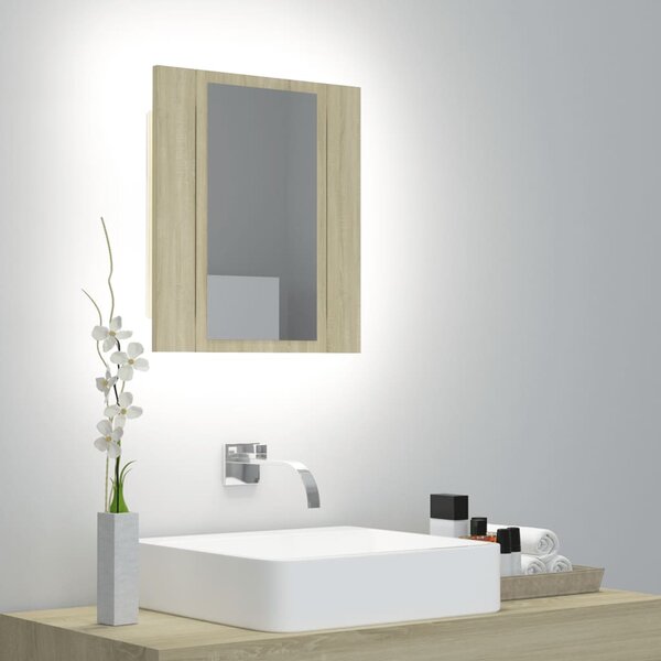 VidaXL LED kupaonski ormarić s ogledalom boja hrasta 40x12x45 akrilni
