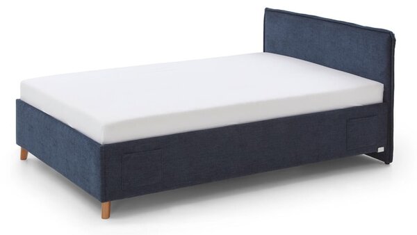 Tamno plavi podstavljeni dječji krevet s prostorom za odlaganje s podnicom 140x200 cm Fun – Meise Möbel