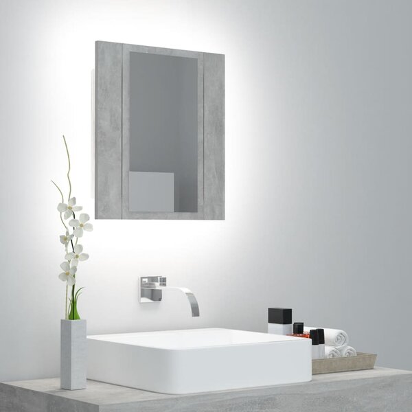 VidaXL LED kupaonski ormarić s ogledalom siva boja betona akrilni