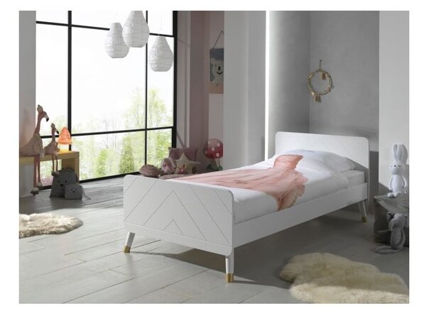 Bijeli dječji krevet od borovine Vipack Billy, 90 x 200 cm