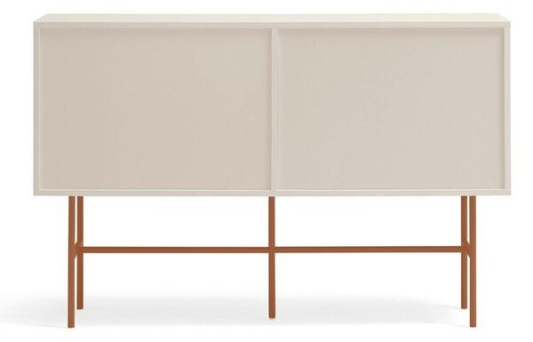 Ciglasta/bež niska komoda s kliznim vratima 140x91 cm Nube – Teulat