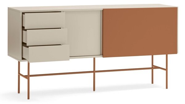 Ciglasta/bež niska komoda s kliznim vratima 180x91 cm Nube – Teulat