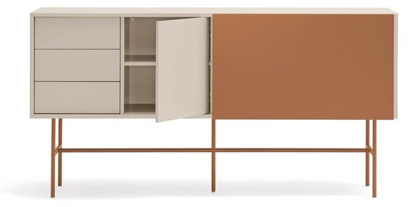 Ciglasta/bež niska komoda s kliznim vratima 180x91 cm Nube – Teulat