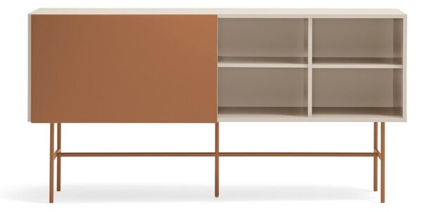 Ciglasta/bež niska komoda s kliznim vratima 180x91 cm Nube – Teulat