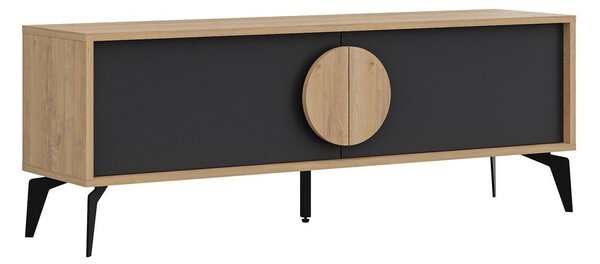 Crna/u prirodnoj boji TV komoda u dekoru hrasta 140x51 cm Vae – Marckeric