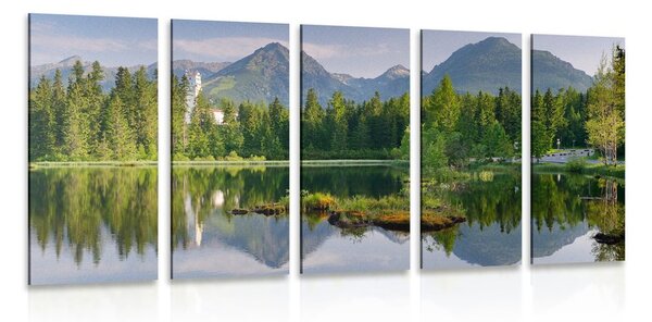 5-dijelna slika prekrasna panorama planina kraj jezera