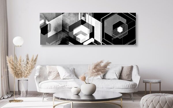 Slika futuristička geometrija u crno-bijelom dizajnu