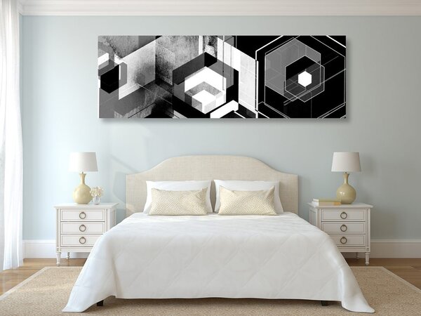 Slika futuristička geometrija u crno-bijelom dizajnu