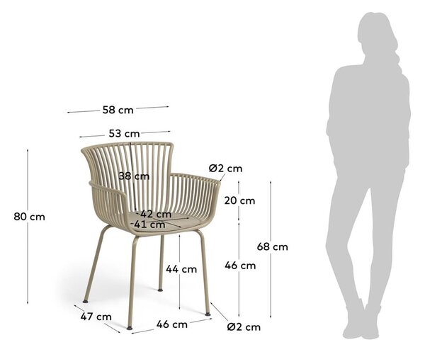 Bež metalna/plastična vrtna stolica Surpika – Kave Home