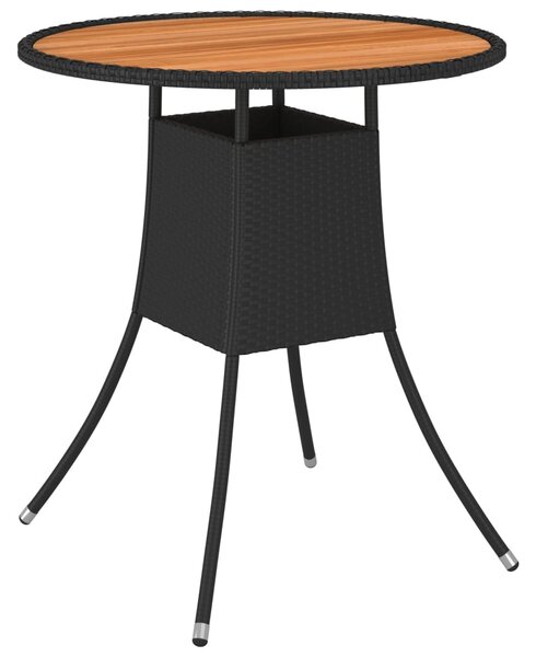 VidaXL Vrtni blagovaonski stol crni Ø 70 cm poliratan i bagremovo drvo