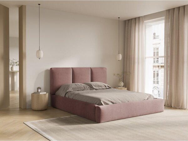 Svijetlo ružičasti tapecirani bračni krevet s prostorom za pohranu s podnicom 140x200 cm Brody – Mazzini Beds