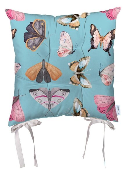 Plavi jastuk za stolicu od mikrovlakana Mike & Co. New York Butterflies, 43 x 43 cm