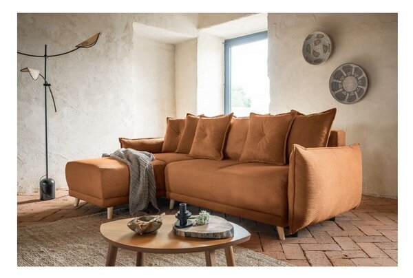 Ciglasta sklopiva kutna garnitura od samta (promjenjiva) Lazy Lukka – Miuform