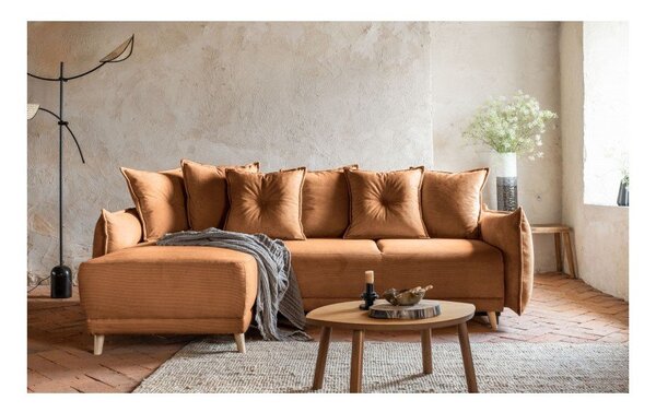 Ciglasta sklopiva kutna garnitura od samta (promjenjiva) Lazy Lukka – Miuform
