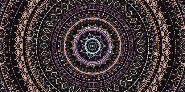 Slika Mandala s uzorkom sunca u ljubičastim nijansama