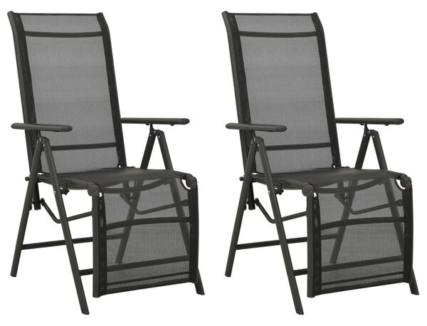VidaXL Nagibne vrtne stolice 2 kom od tekstilena i aluminija crne