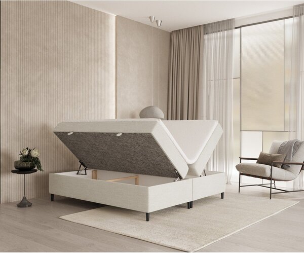 Krem boxspring krevet s prostorom za pohranu 160x200 cm Araya – Maison de Rêve