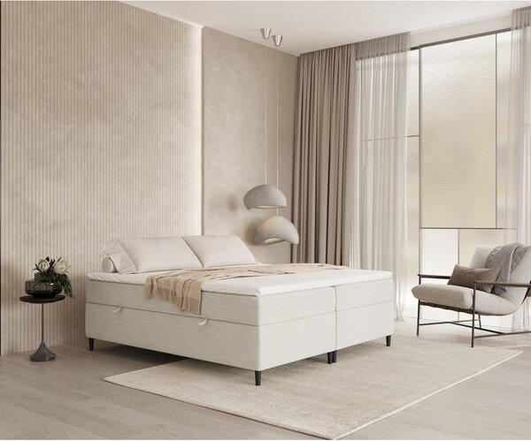 Krem boxspring krevet s prostorom za pohranu 160x200 cm Araya – Maison de Rêve