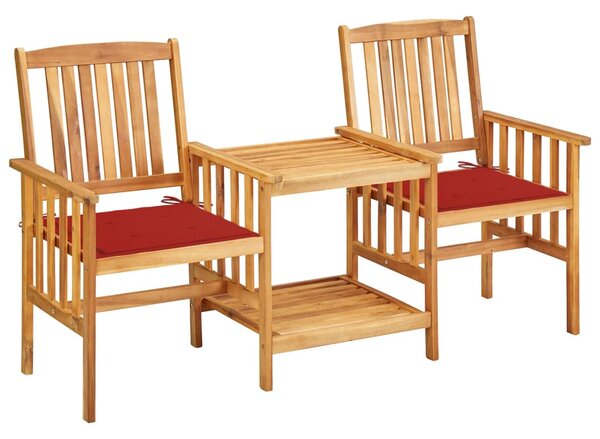 VidaXL Vrtne stolice s čajnim stolićem i jastucima od bagremovog drva