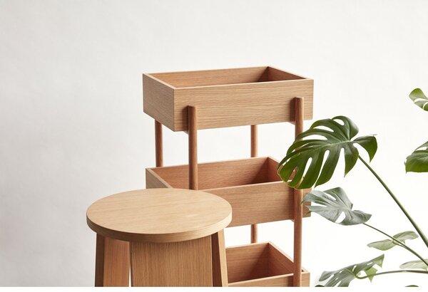 Pomoćni stol od punog hrasta u prirodnoj boji 34x43 cm Stack – Hübsch