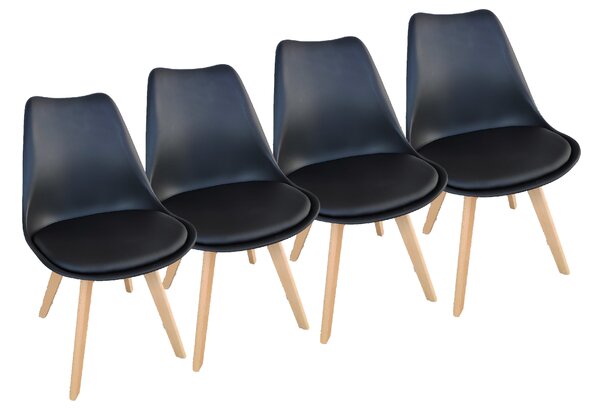Blagovaonske stolice 4 kom crne skandinavski stil Basic