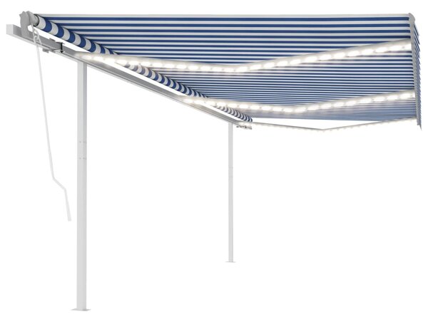 VidaXL Tenda na ručno uvlačenje s LED svjetlima 6 x 3,5 m plavo-bijela